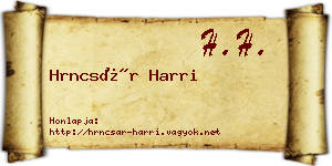 Hrncsár Harri névjegykártya